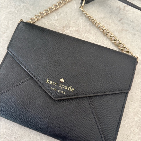 Kate Spade Black Envelope Crossbody with Gold Chain - Picture 2 of 6